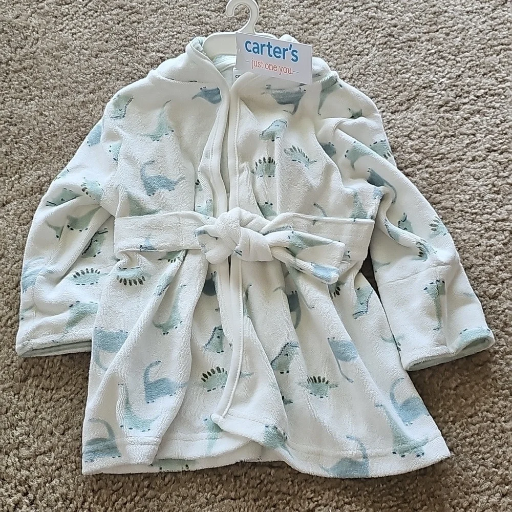 Carter's Green Dino Bath Robe 0 9 Months